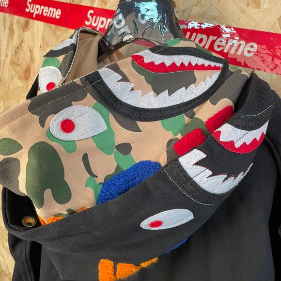 US LIMITED SOLID CAMO DOUBLE SHARK FULL ZIP HOODIE MENS - Picture 7 of 9